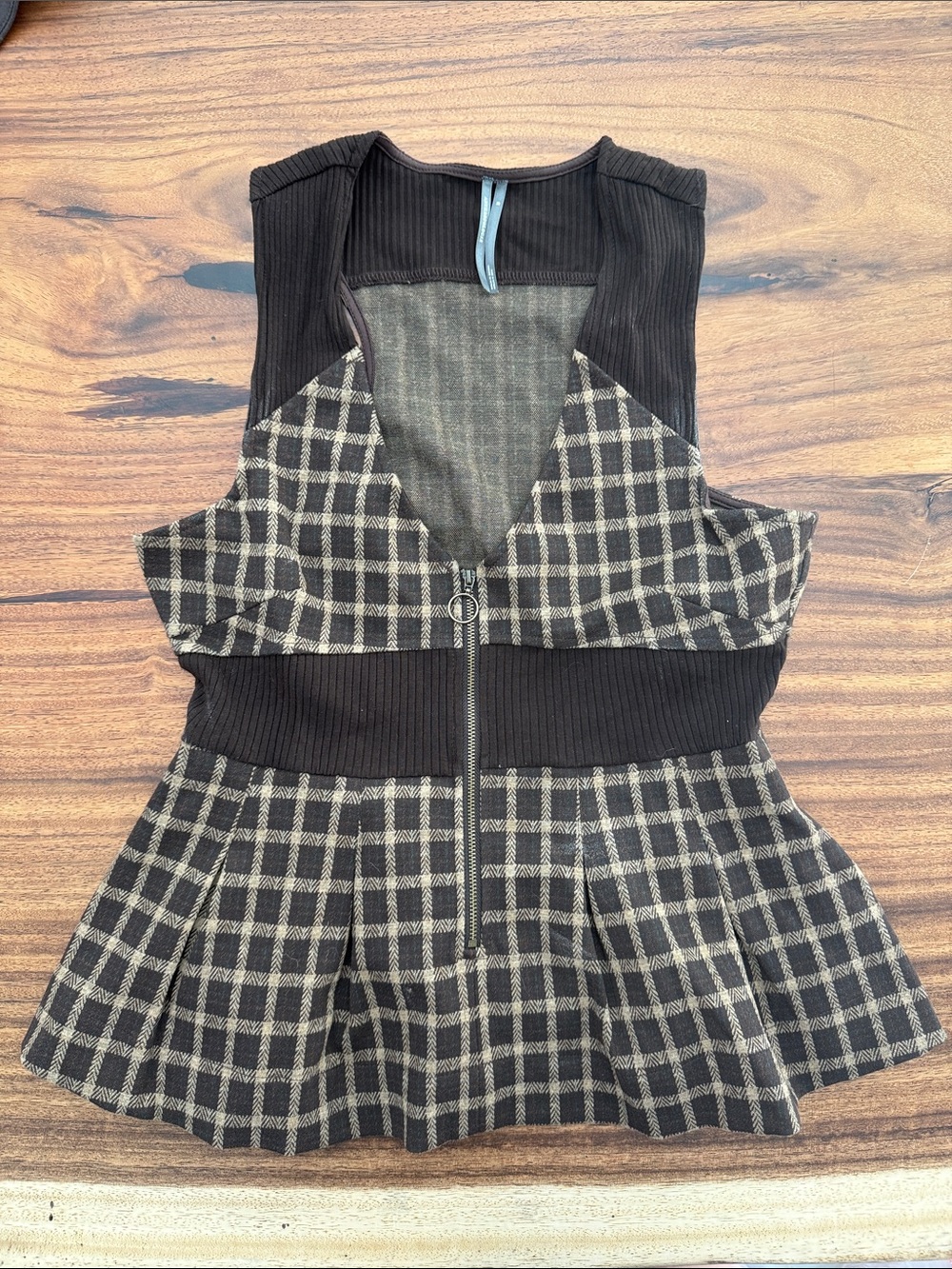 Anthropologie Brown Plaid Vest